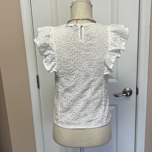 Shein top, blouse with short sleeves, white, cotton, embroidered new no tag - Picture 5 of 6